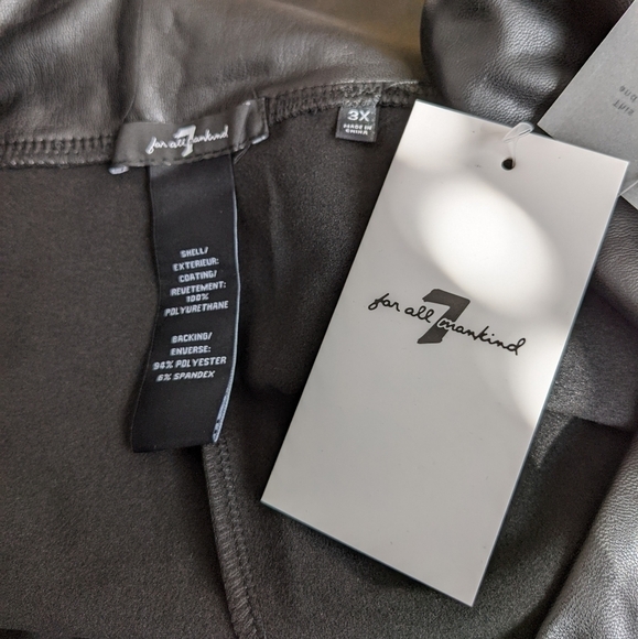 7fam leather look faux vegan leggings black 3x plus - Picture 4 of 11